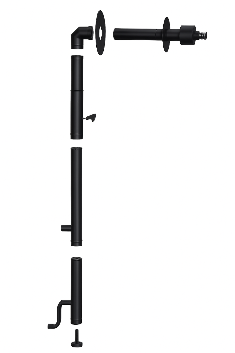 KIT de Raccordement Horizontal Télescopique DINAK pour Poêle à Granulés Ø80 mm – Kit 0R5