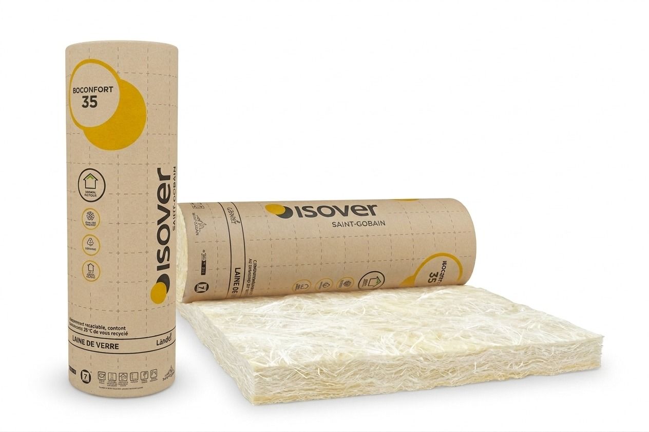 Isover - Laine de verre Isoconfort 35 Revêtu Kraft Ep. 220mm (3,36 m²/rouleau) - 65157