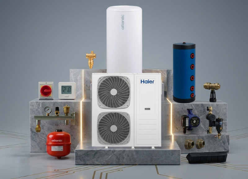 Pack Solution Complète PAC Haier Monobloc R290 10 kW Monophasé - Chauffeo 200L - KIT Accessoires